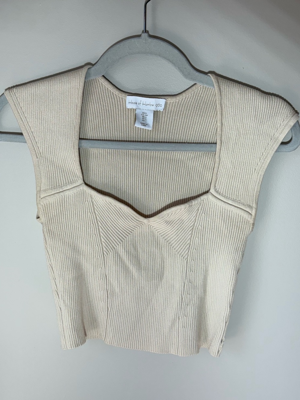 House Of Harlow 1960 Quiet Luxury Old Money Ribbed Sweater Tank Vanilla Girl XS